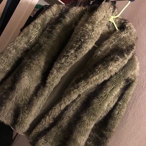 Green fur coat
